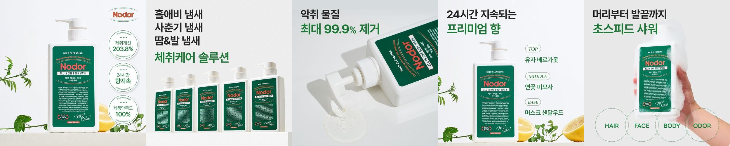 [노도르 공식몰] 올인원 바디워시 460ml 1개 악취 남자 홀애비 군인 땀 냄새 제거