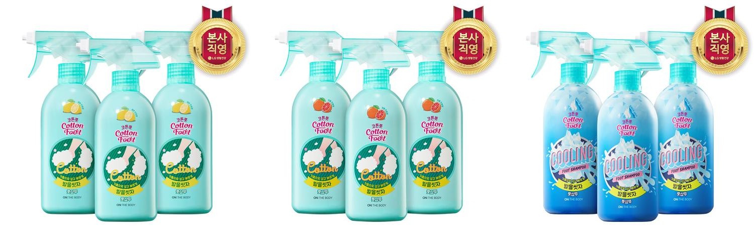 온더바디 코튼풋 발을씻자 풋샴푸 385ml 레몬 3개