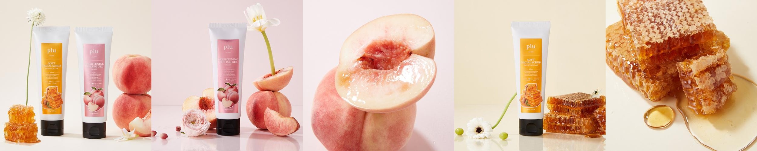 [플루] 1+1 브라이트닝 필링젤 피치 100g 페이셜 스크럽 허니앤슈가 얼굴각질제거