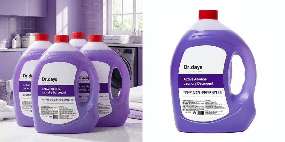 알칼리 세탁세제 플로럴 2.5L 4개 액체 빨래 쉰내 쉰냄새 제거 대용량 일반 드럼