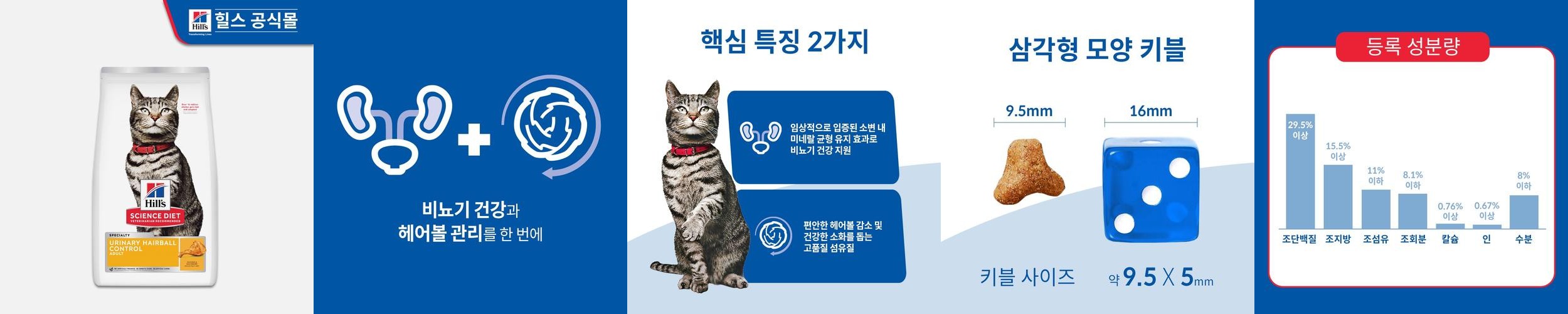 힐스 고양이사료 어덜트 유리너리 헤어볼 컨트롤 1.6kg