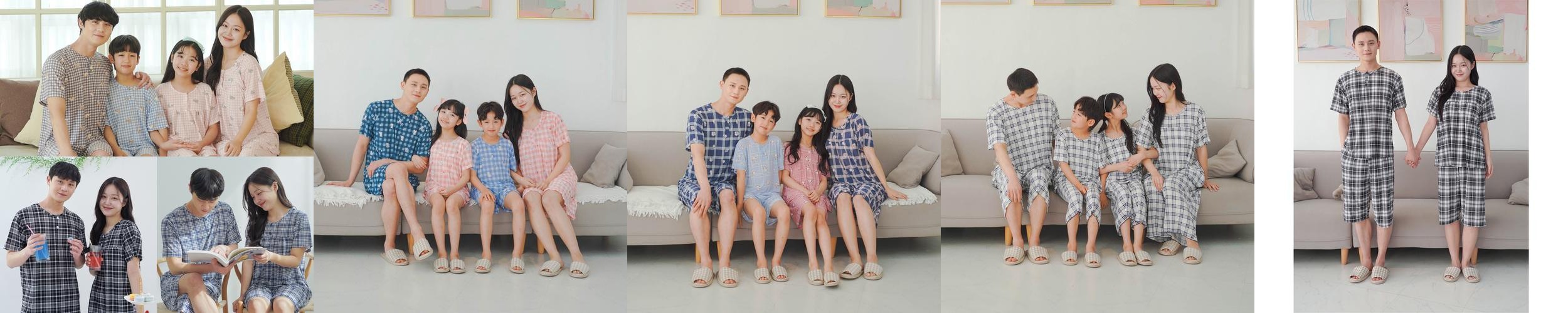 투위 여름 반팔 무형광 면 인견 엠보 주니어 아동 키즈 가족잠옷 커플 신혼부부 파자마