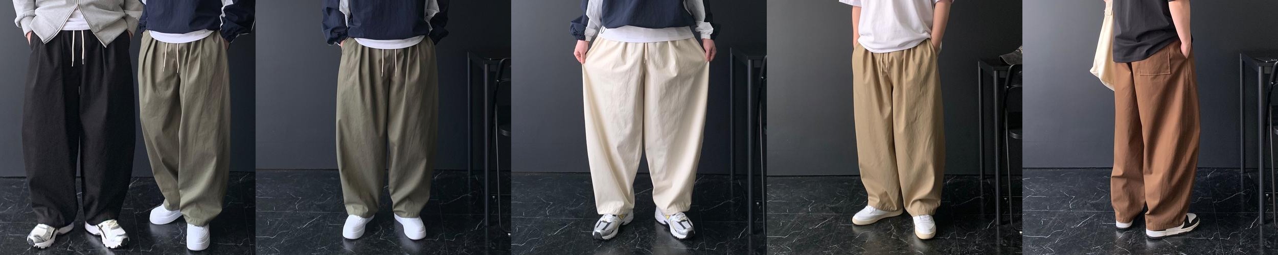 벌룬팬츠 남자와이드팬츠 투턱 통큰바지 통바지