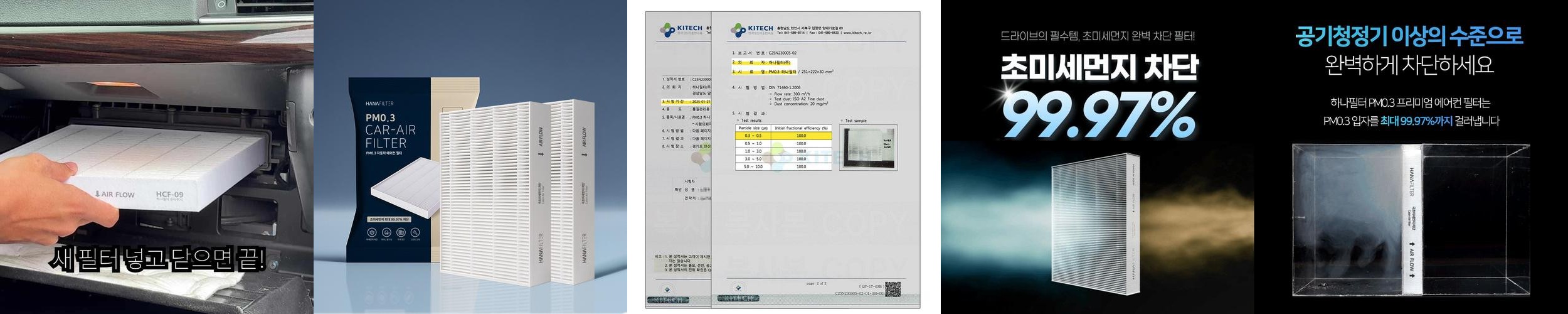 [호환] 1+1 하나필터 PM0.3 미세먼지 차량용 자동차 에어컨필터 교체 HCF-01