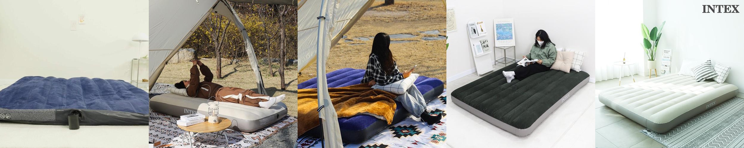 인텍스 에어매트 캠핑매트 침대 캠핑용 휴대용 매트리스 퀸 카키 가방