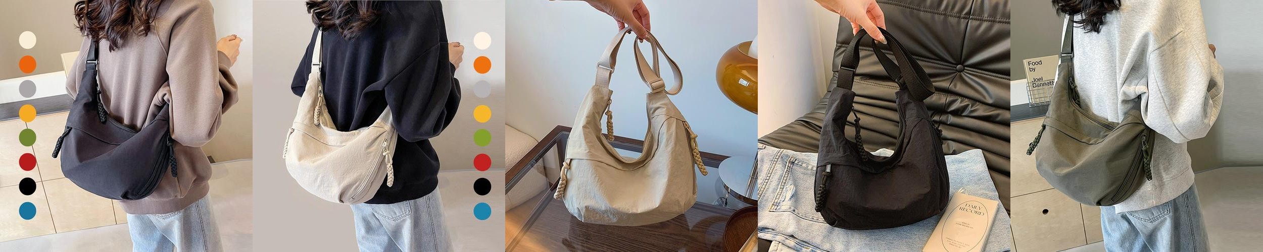 여성 나일론 여행용 크로스백 반달 크로와상백 해외 여행 슬링백 가방