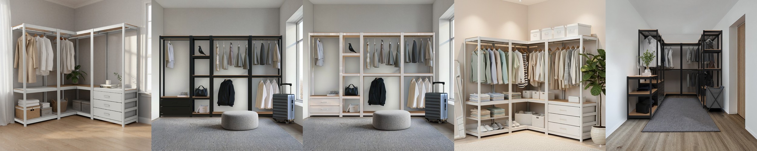 E0 루아 드레스룸 시스템행거 시스템옷장 일반형 1200mm, 3단, 화이트