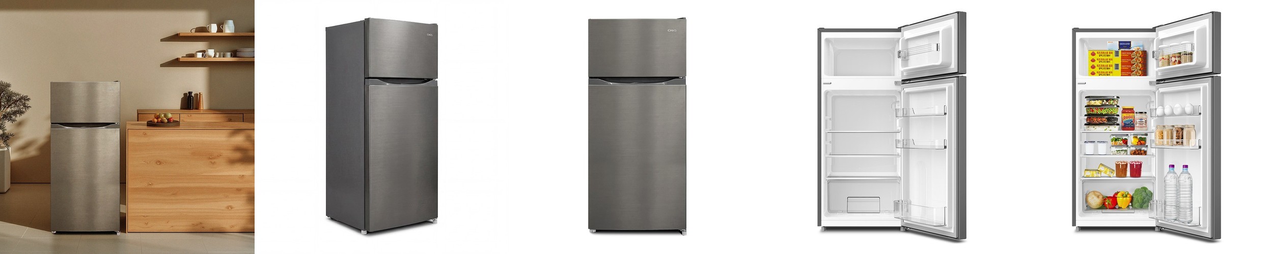 더함 소형 미니 냉장고 사무실 신혼 원룸 2도어 냉장고 112L 메탈실버