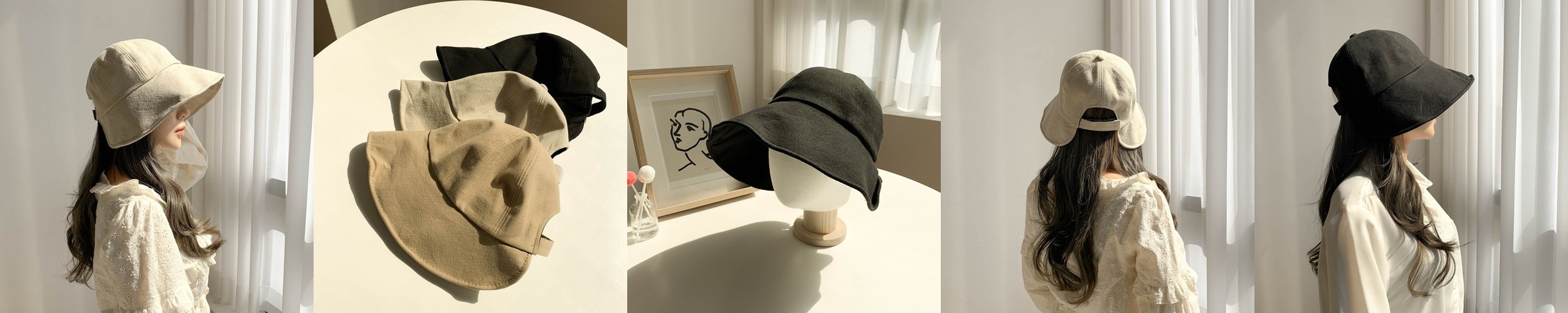 [꿈과별]크림 네트썬햇 아기 벙거지 모자 물놀이 챙모자 사파리 소풍