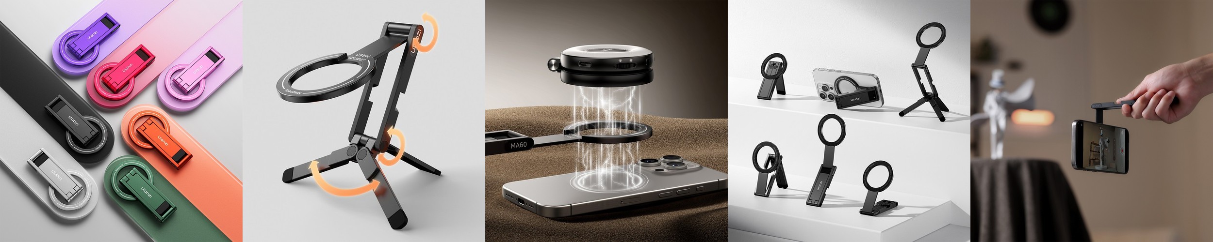 울란지 MA60 접이식 맥세이프 다용도 셀카 미니 셀피스틱 거치대 삼각대