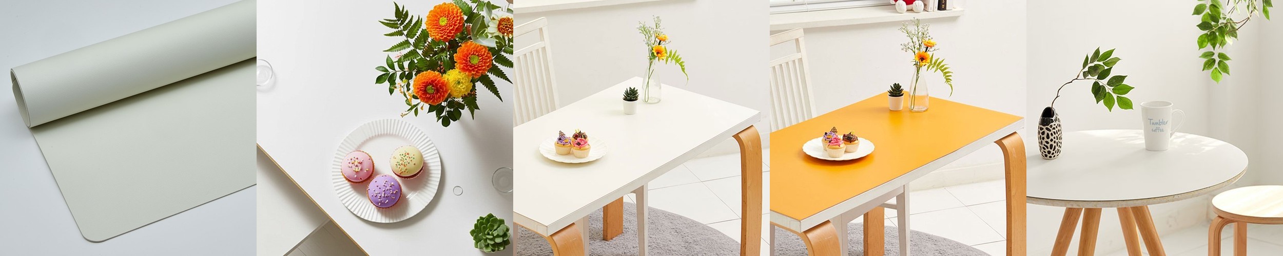 꼬꼬미 국내제조 테이블매트 세라믹 유리대용 가죽식탁매트 방수 보호커버 화이트 40×130