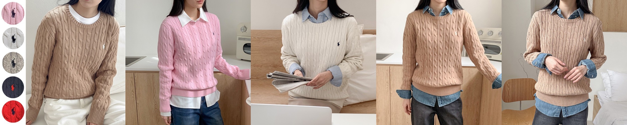 폴로 꽈배기 니트 보이즈 여성용 케이블 스웨터 랄프로렌