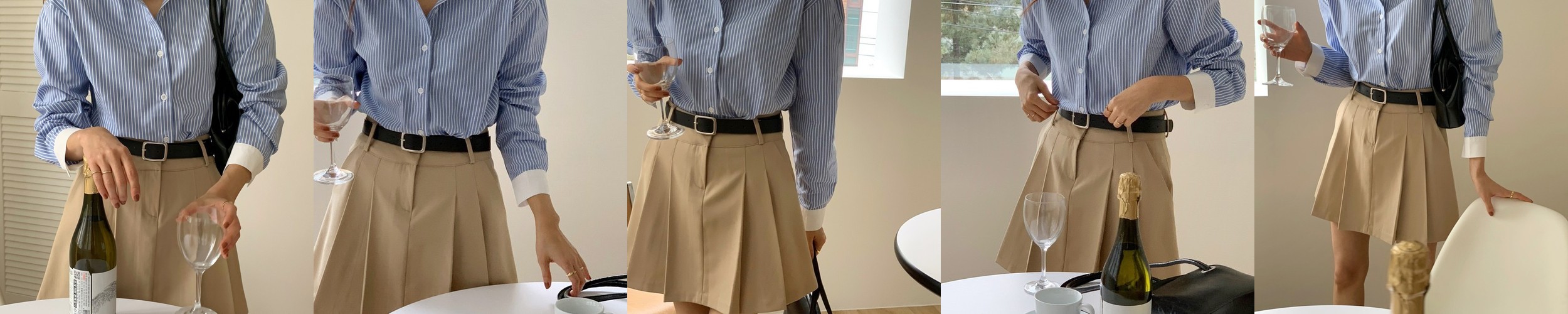 여성 반팔 셔츠 여름 남방 지지미 시어서커 여름 블라우스 오버핏 스트라이프 셔츠 블루