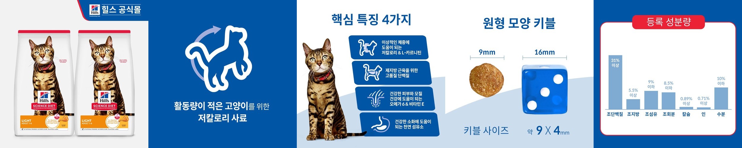 힐스 고양이사료 어덜트 라이트 2kg x 2개