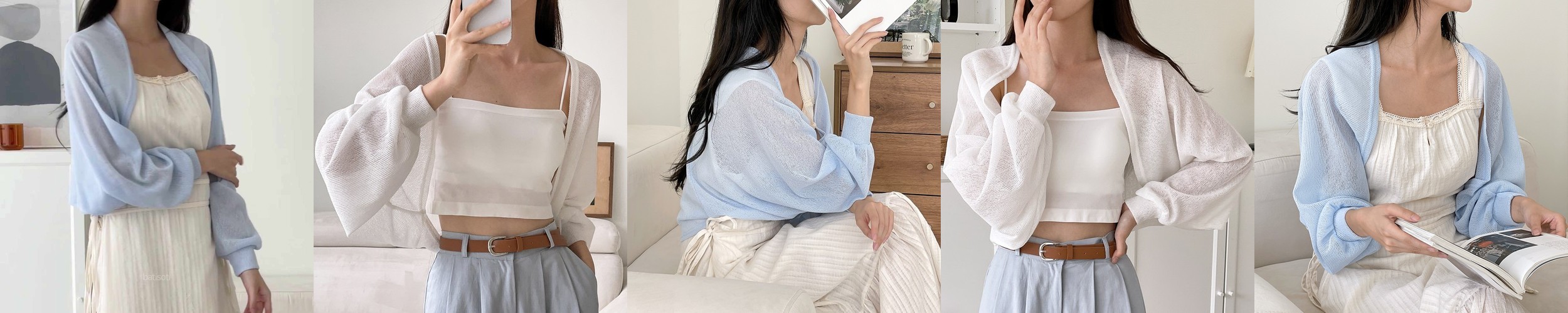 여름 볼레로 가디건 린넨 여자 여름 크롭 가디건 시스루 숏 리본 볼래로