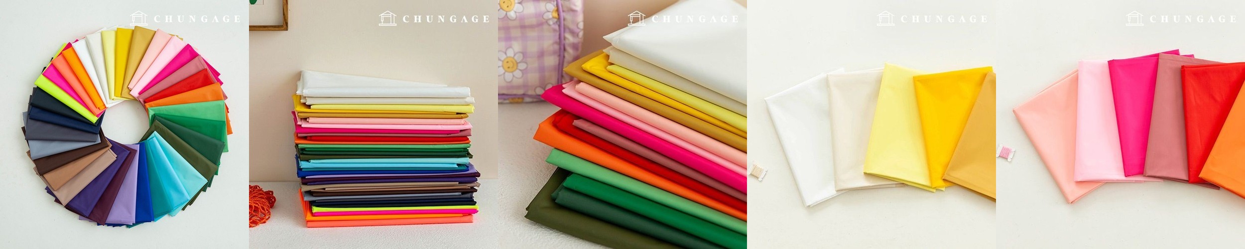 방수천 DTP 방수원단 대폭 데이지 꽃무늬천 해피체크 애플그린 W100