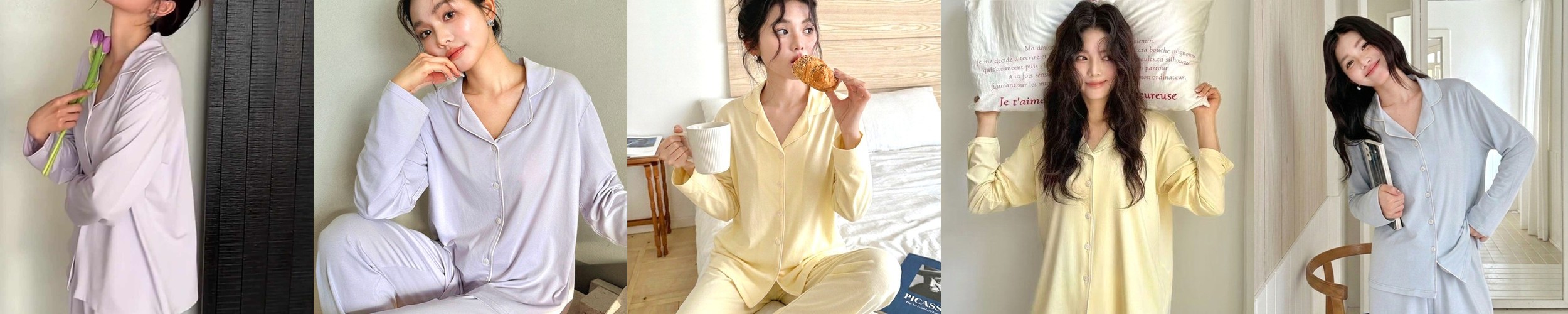 모달 잠옷세트 여성 파자마 실크 홈웨어 긴팔SET 블루