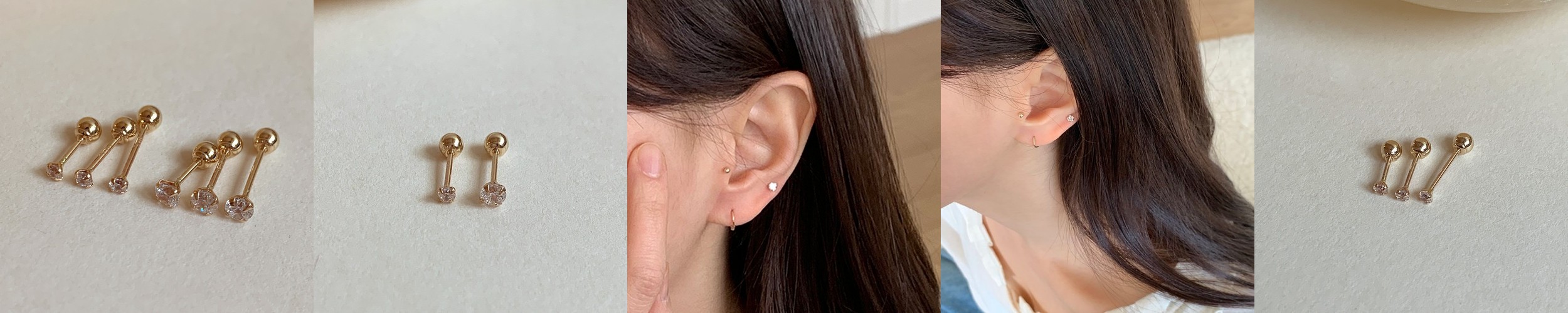 14k 미니 큐빅 피어싱 2mm 3mm 금 귀걸이 귓볼 귓바퀴 골드 피어싱