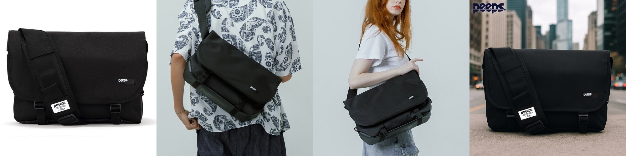 PEEPS 어보브 메신저백 유스메신저백 BLACK