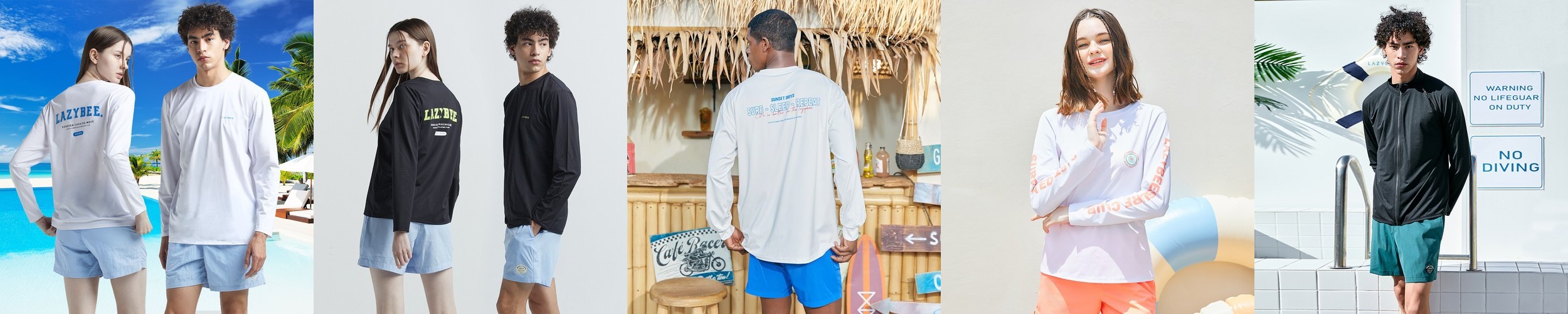 여성 남자 래쉬가드 세트 루즈핏 스트링 체형커버 커플 수영복 비치웨어 스윔웨어