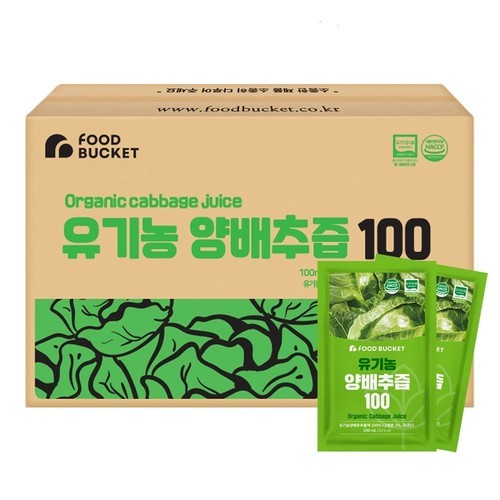 푸드버킷 국산유기농100% 유기농양배추즙 100ml 100포, 1개