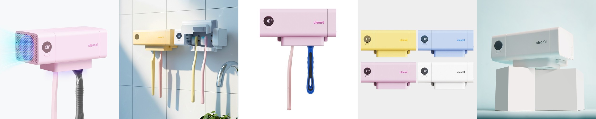 클린디 가정용 무선 2인용 칫솔살균기 트윈디 핑크