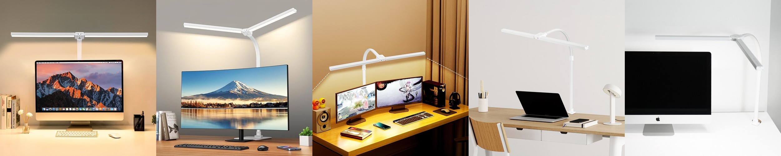 몬스터라이트 번개표 듀얼헤드 LED 책상 공부 학생 독서 스탠드 800mm 와이드 모니터 조명 클램프타입