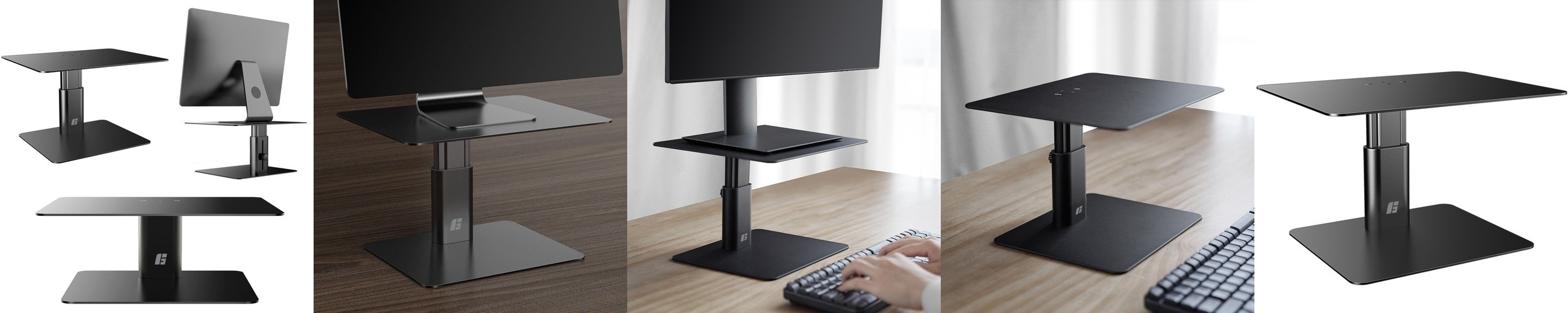 그리핑 메탈 높이조절 모니터 받침대 선반 하이데스크 290mm, 블랙