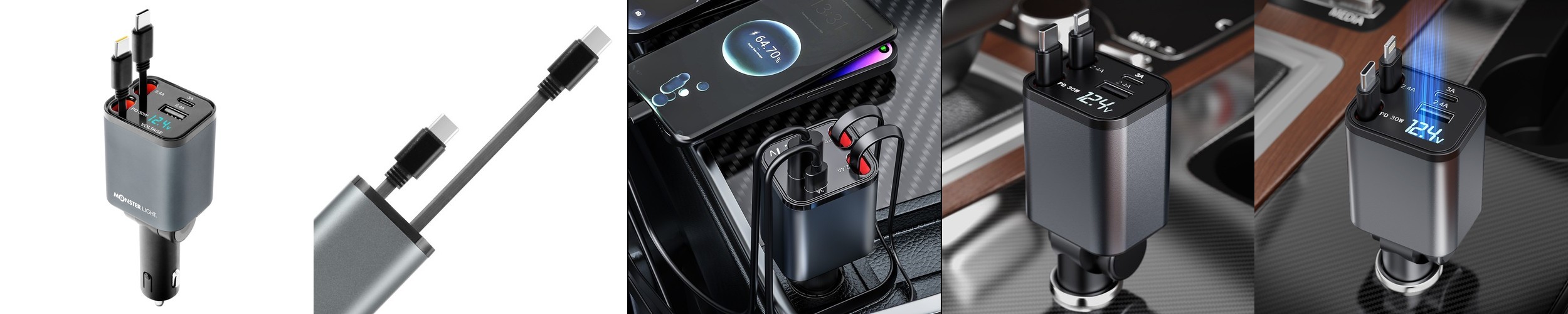 113W 갤럭시 초고속 충전 PPS 차량용 3포트 시거잭 충전기 EV1133