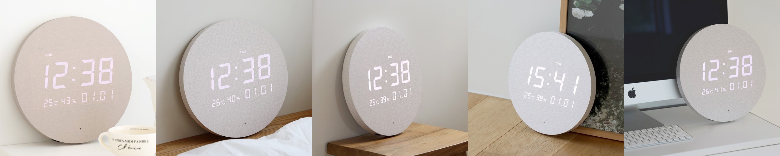 카파 무선 디지털 LED 벽시계 무소음 전자 벽걸이시계 30cm