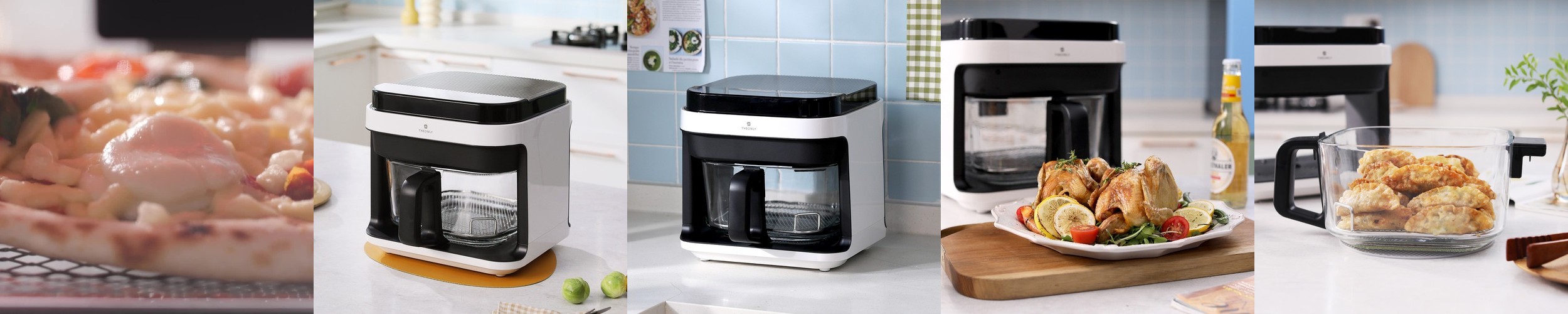 디온리 저소음 5.5L 투핸들 글라스 큐브 대용량 에어프라이어 광파 오븐 NAA321BK