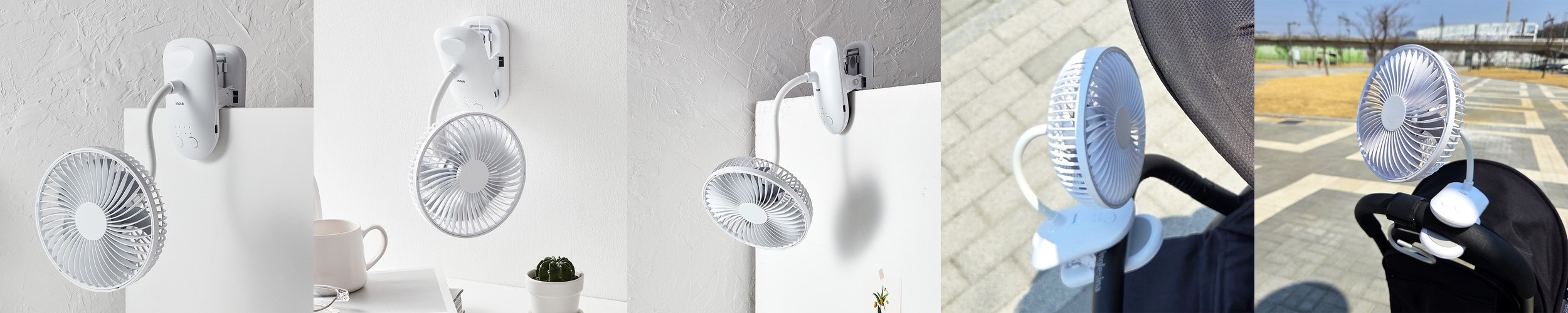 아이노트 TBC100 플렉시블 자바라 클립형 무선 선풍기 타이머 대용량 배터리