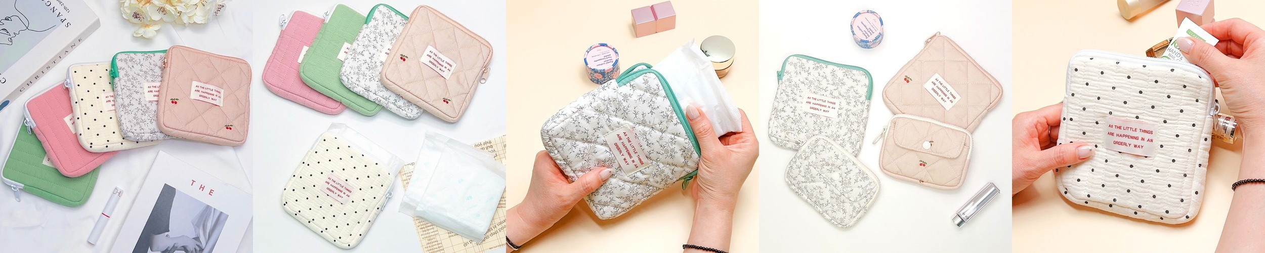 미니 파우치 퀼팅 여행용 손가방 이너백 화장품 생리대파우치