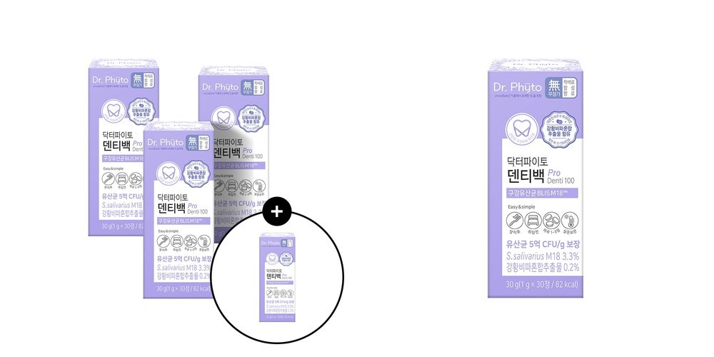 [건강 듬뿍 기획전] 닥터파이토 덴티백 구강유산균 BLIS M18 프로바이오틱스, 입속 30정, 4개