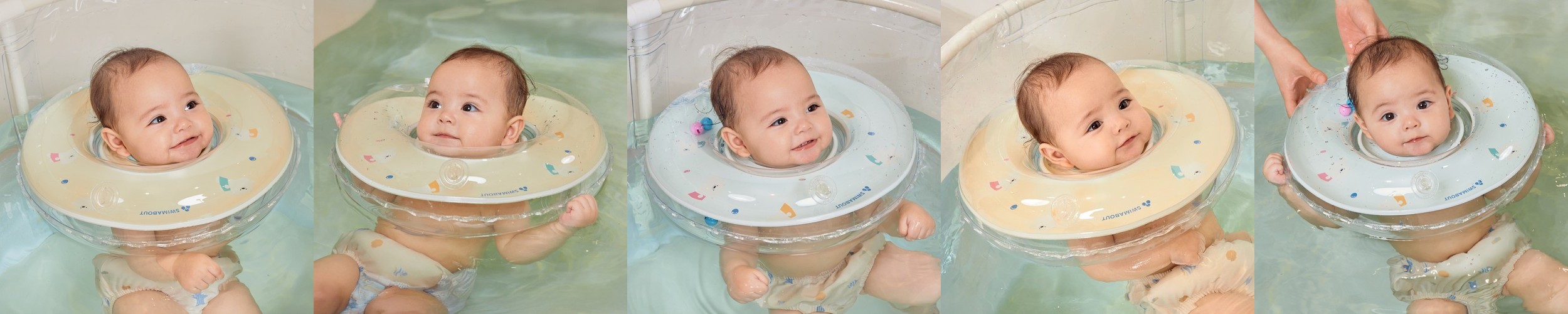 스윔어바웃 돌 아기 유아 그늘막 밍곰 콤보 보행기튜브 2인용 감성 물놀이 튜브