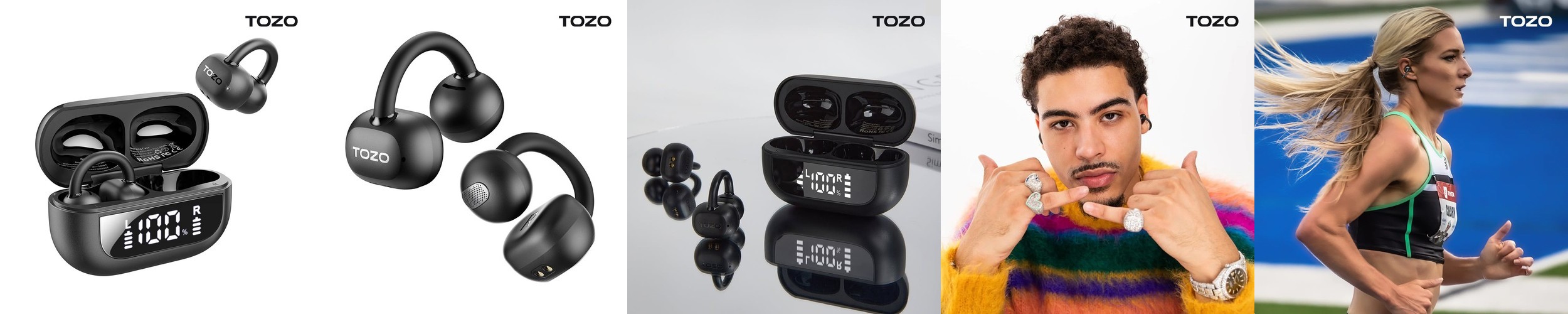 TOZO 오픈라임 AI 이어링 오픈형 블루투스 무선 이어폰 러닝 귀걸이 귀찌 T13064