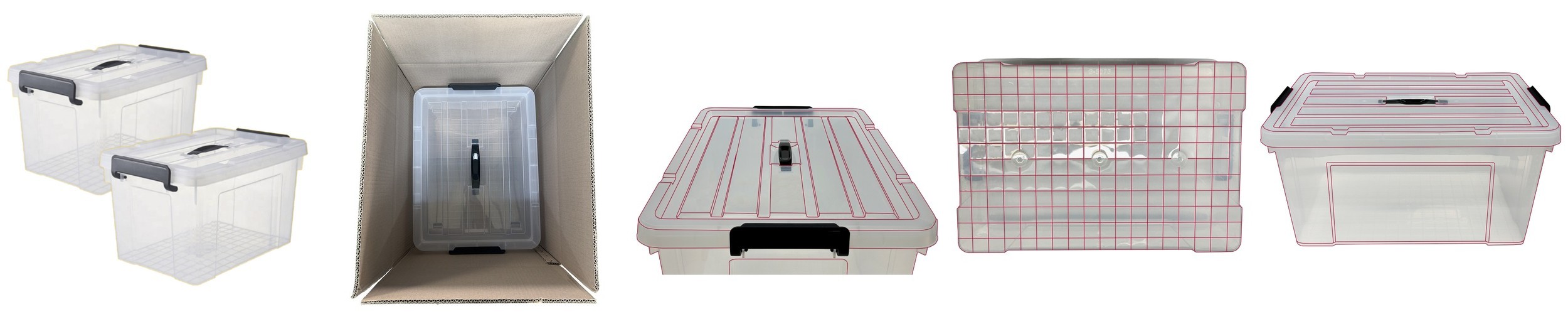 1+1 투명 리빙박스 대형 55L 플라스틱 수납박스 옷 정리함 수납함 5071B