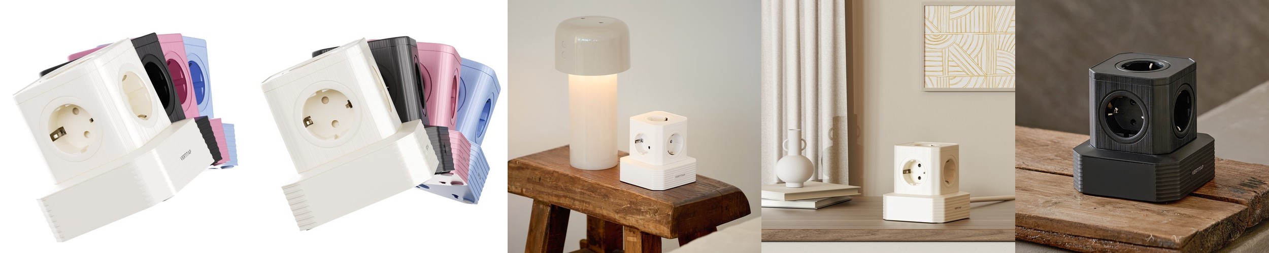 버티탭 고용량 멀티탭 4000W 타워 멀티탭 큐브 여행 멀티어댑터 콘센트 캠핑 디자인 벨크로스트랩 세트