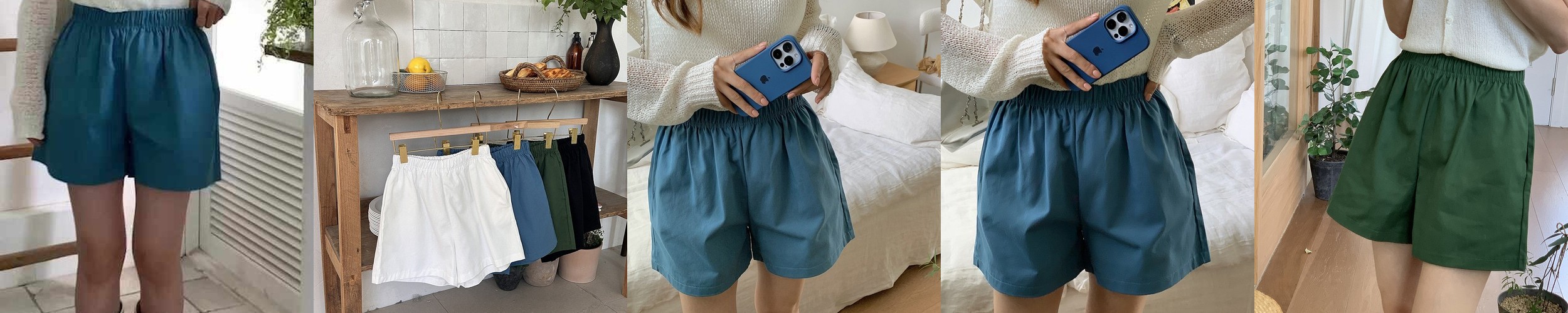 흰색 여자 밴딩 면 반바지 여름 키작녀 바지 A라인 여성 반바지 4부 숏팬츠