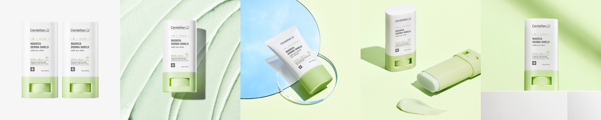 [슈퍼적립] 동국제약 센텔리안24 마데카 더마 쉴드 세이프 선스틱 18g x 2개 SPF 50+ / 자외선 차단제 끈적이지 않는 쿨링 스틱형 선크림