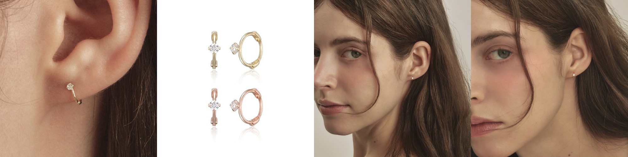 14k 초미니 큐빅 원터치 링 귀걸이