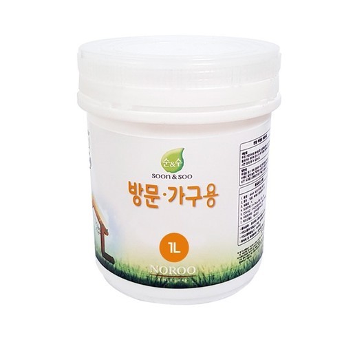 노루페인트 곰팡이방지 순앤수 친환경 수성페인트 1L 방문가구용 반광 나무 목재