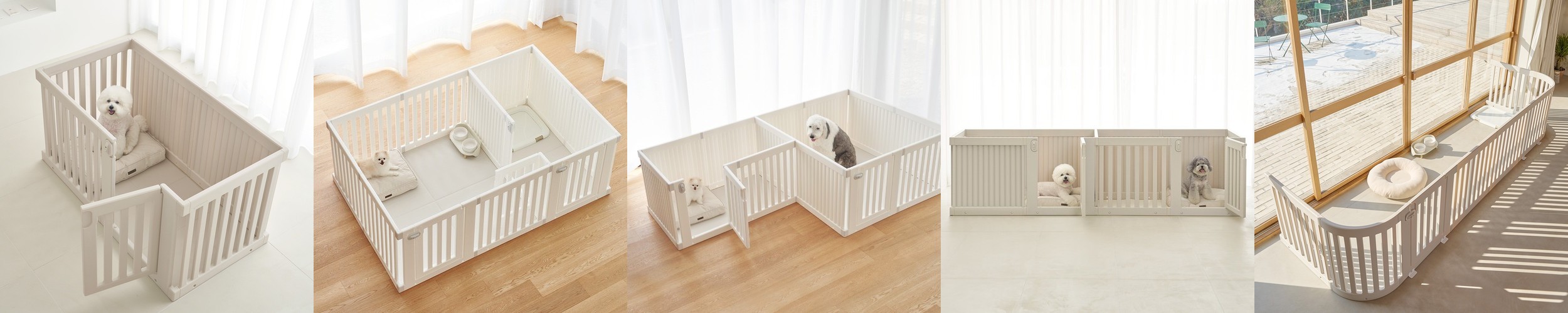 텍미홈 강아지울타리 확장형 투명 펫룸 더블 논슬립 애견펜스