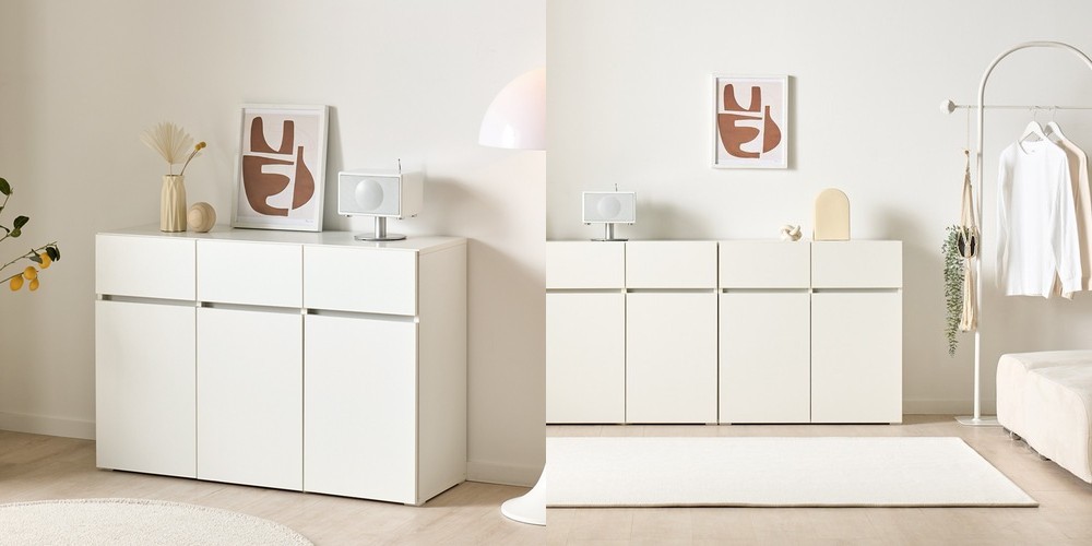 [와이드형] 조아 수납장 모듈 다용도 거실 베란다 (높은/일반형 800), 3단, 화이트