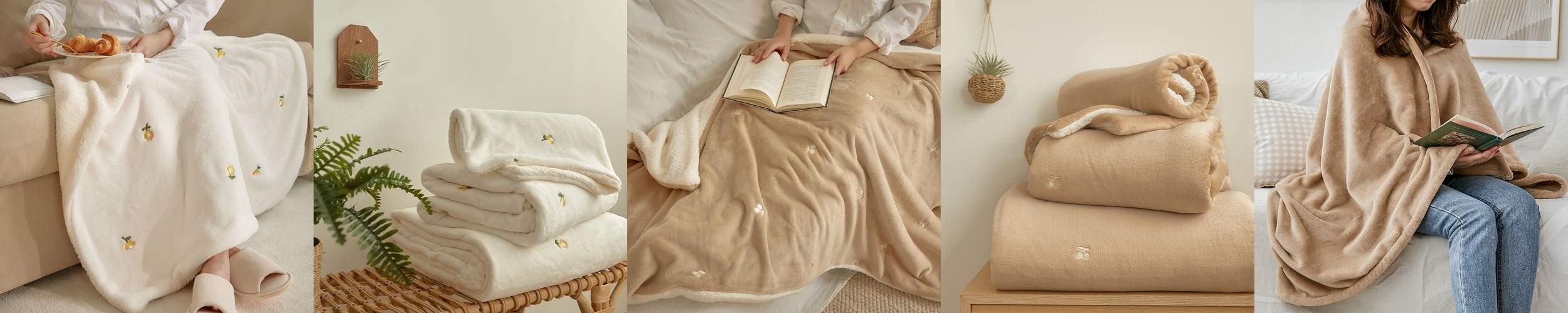 집앤콕 담요 블랭킷 대형 캠핑 두꺼운 이불 극세사 담요 아이보리, S