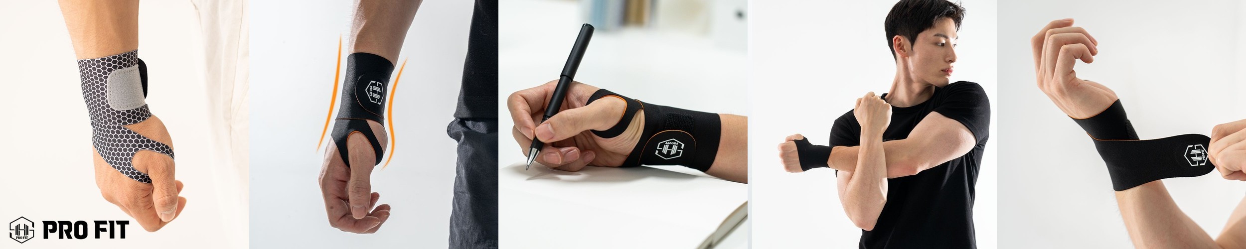 프로핏 손목보호대 1+1 TFCC 얇은 스포츠 골프 테니스 아대 구형Black