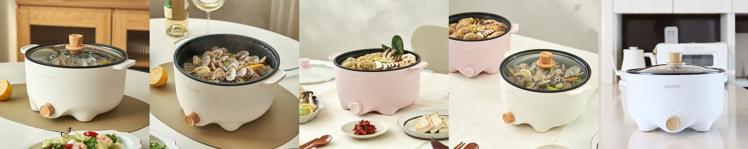 단미 멀티쿠커 전기냄비 찜기 찜솥 프라이팬 그릴 샤브샤브 여행용 캠핑용 전골냄비 3L