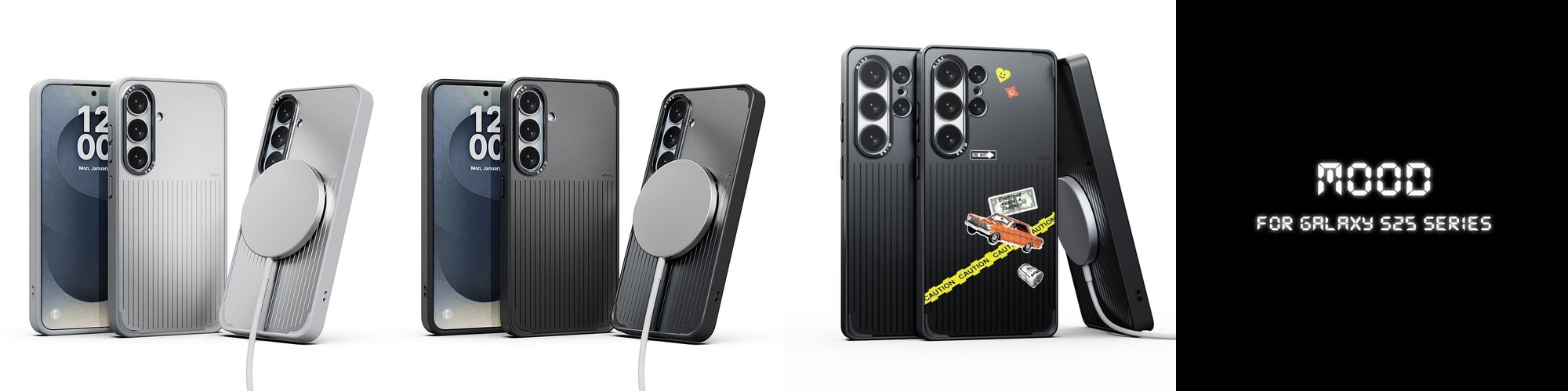 미아크 갤럭시 맥세이프 케이스 무드 스티커 포함 실버, 갤럭시S25