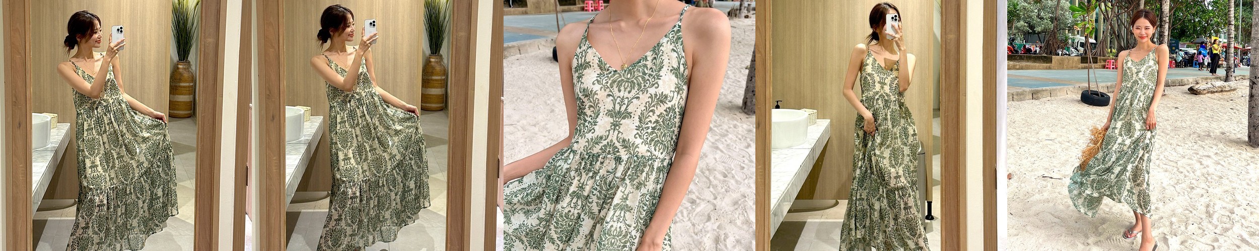 [M~XL] 헤일리 에스닉 롱원피스 / 바캉스 휴양지 비치원피스 해외여행 커플룩 여름원피스