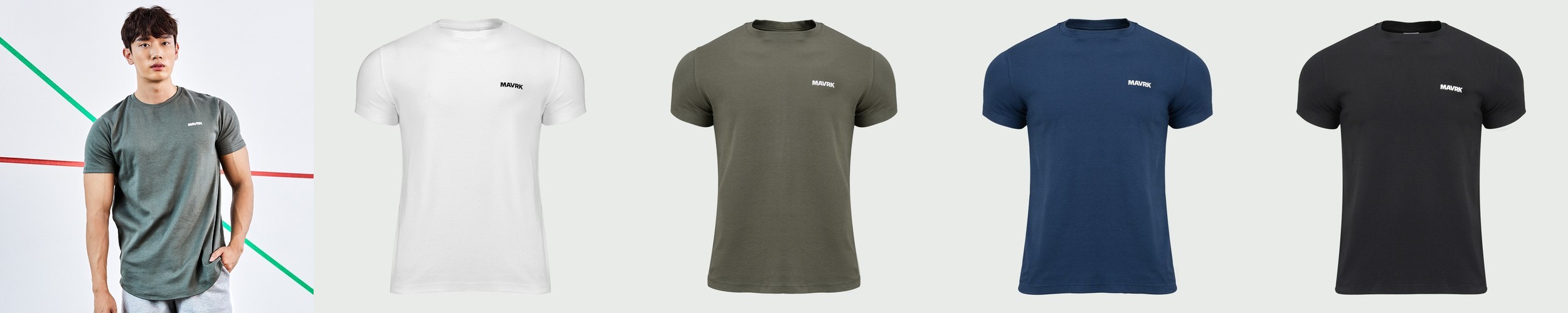 MAVRK(매버릭), MVR 로고 슬림와이드 머슬핏 티셔츠 2COLORS